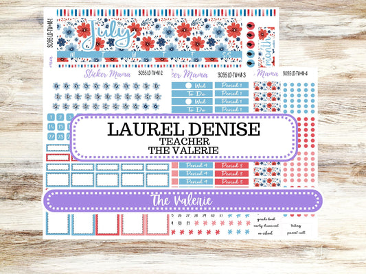 Laurel Denise Valerie Planner Stickers | LD Teacher Week + Month Planner Kit | July 3035 American Dream | 4-26