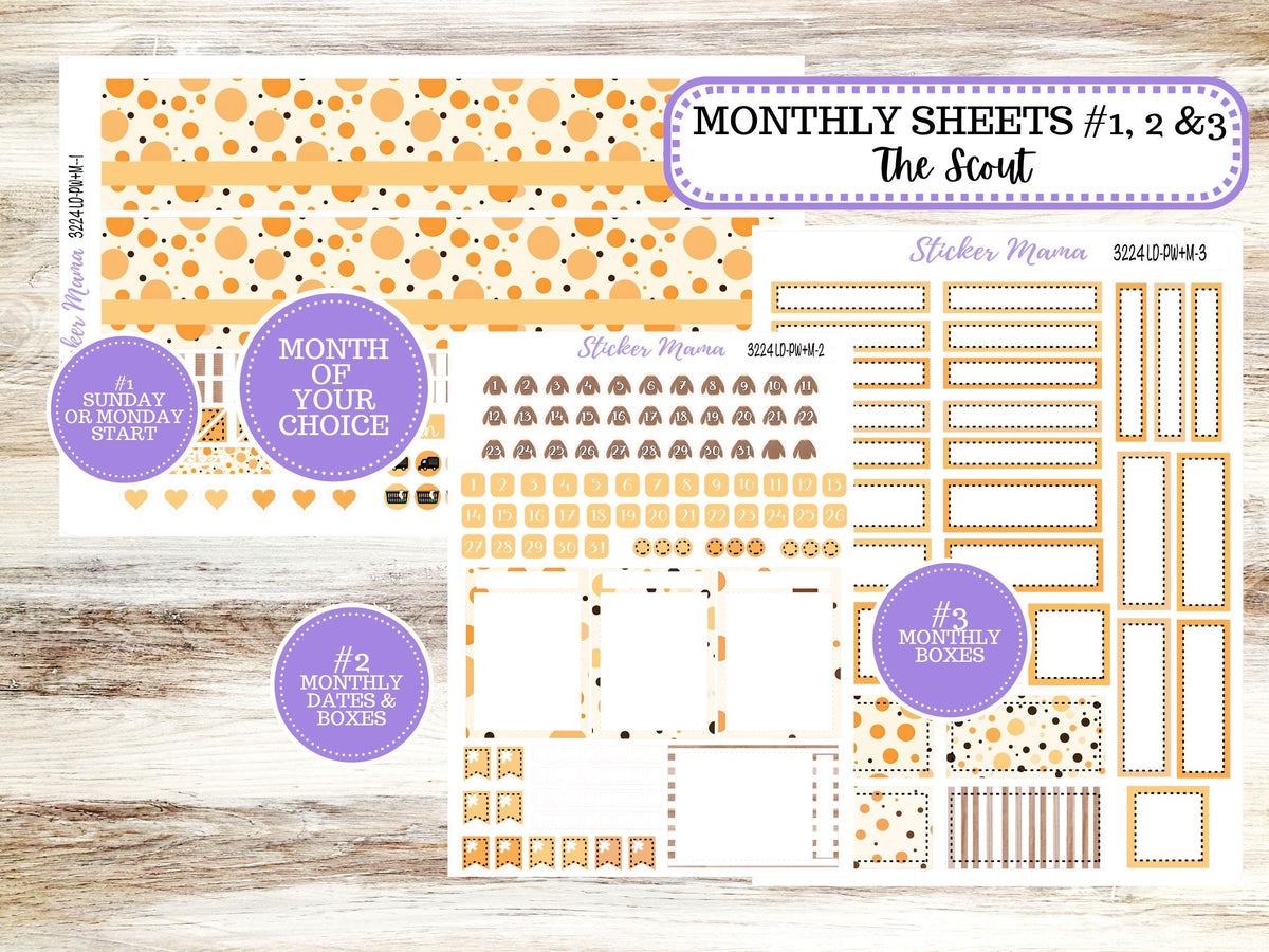Laurel Denise Large Scout Planner Sticker Kit | Portrait Weekly + Monthly | Month of your Choice Fall | 3224 Fall Polka Dot | 8-26