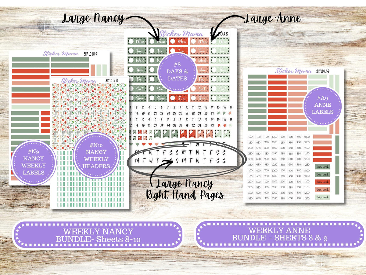 Laurel Denise Large Nancy & Anne Planner Sticker Kit 3117 | December Jolly Jewels | 9-26