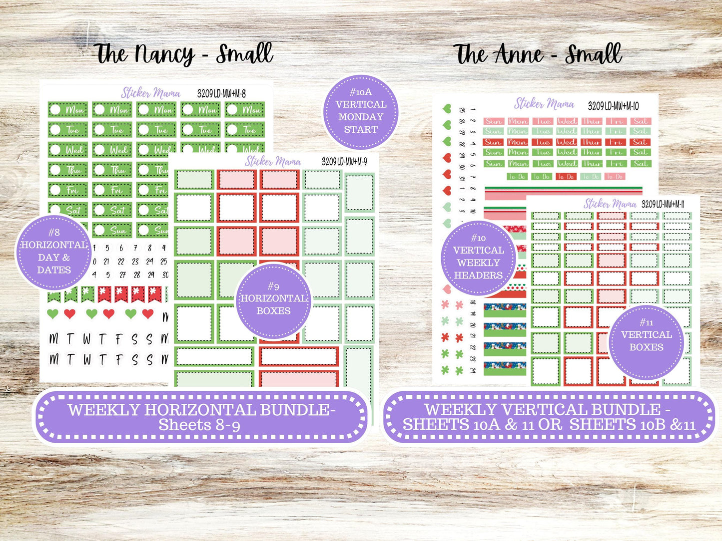 LD SMALL "The Anne" & "The Nancy" || MINI Week + Month Planner Kit #3209 || Laurel Denise Horizontal Vertical || Jolly Pines || 9-25