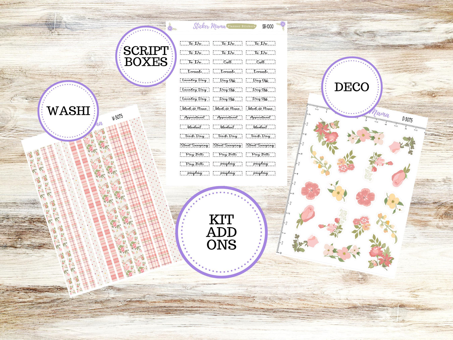 ERIN CONDREN 7x9 Compact Vertical-Kit #3075 || Shabby Chic Roses - Planner Stickers - Erin Condren Compact Vertical  Weekly Kit