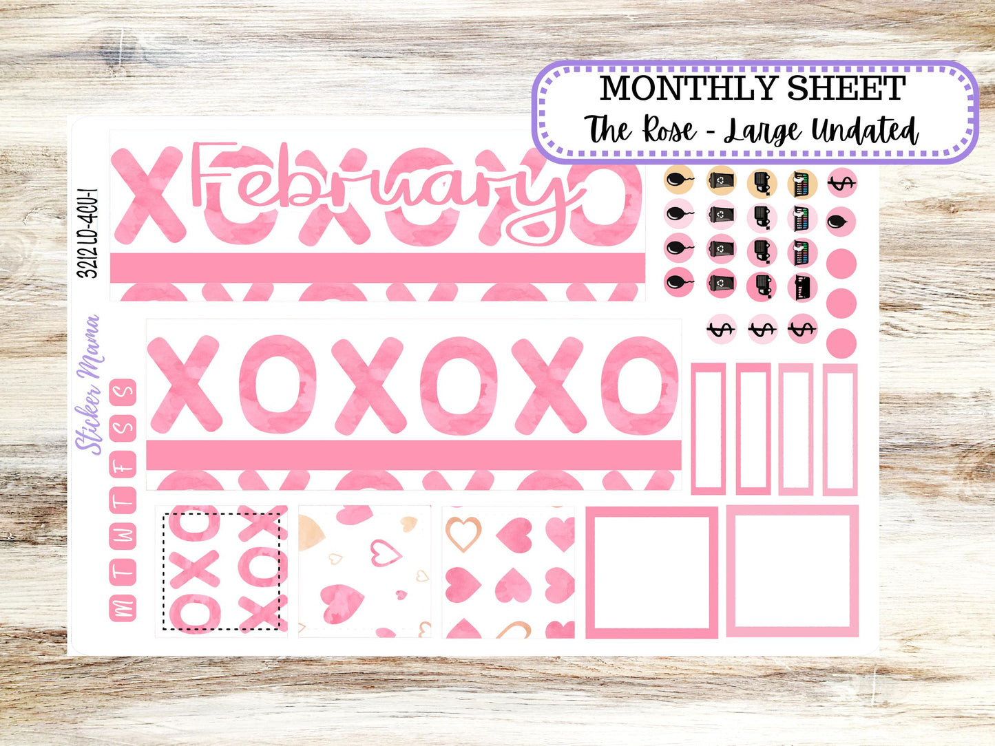 LD "The Rose" - Large Undated Sewn || 4 COLUMN Undated (formerly project undated). Planner Kit #3212 || Love Notes || 10-25