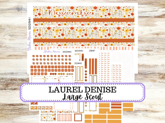 Laurel Denise Large Scout Planner Sticker Kit | Portrait Weekly + Monthly | #3223 November Fall Pressed Flower | 8-26