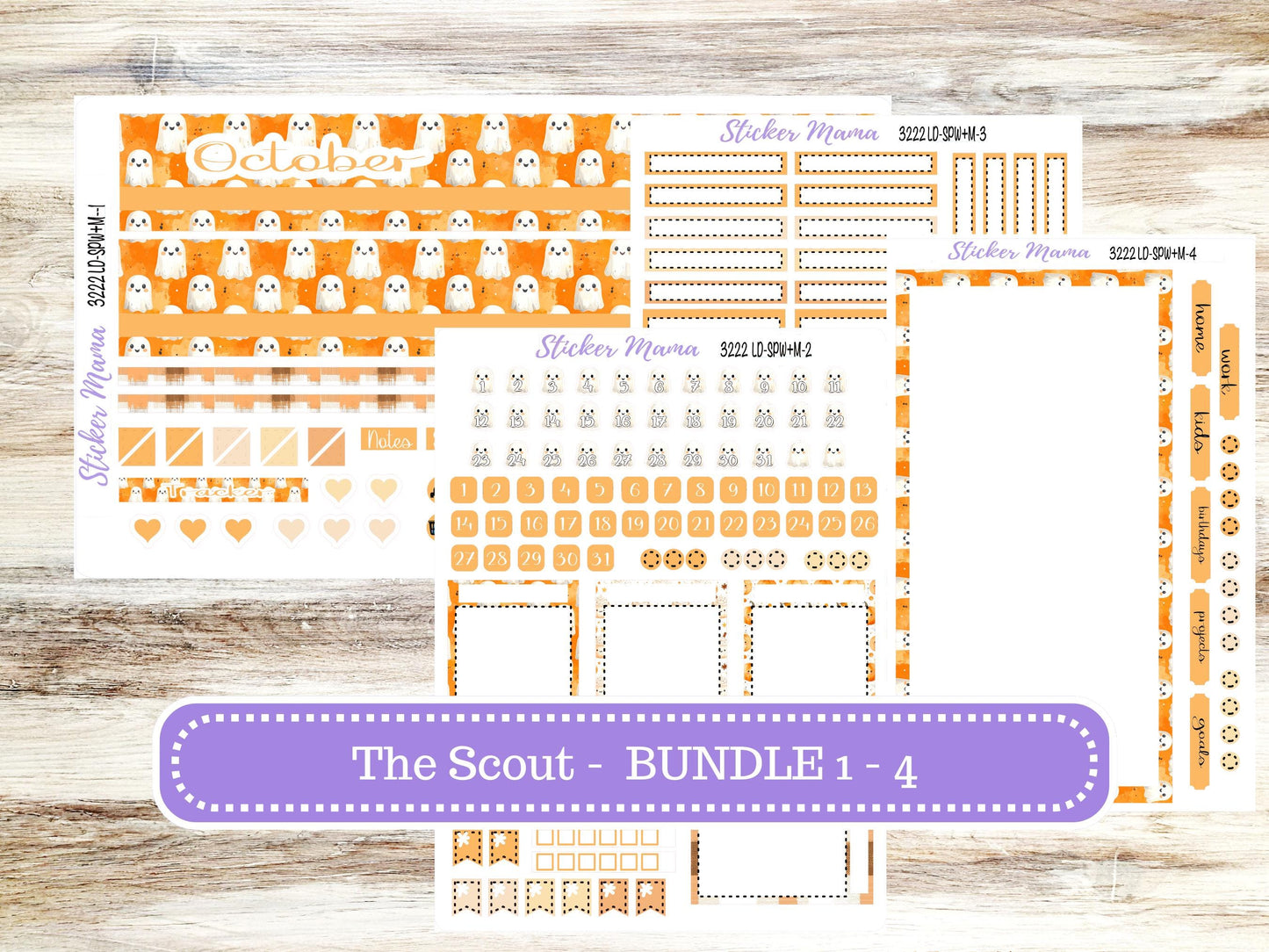 Laurel Denise Small Scout Planner Sticker Kit | Portrait Weekly + Monthly | October Cozy Ghost 3222 | 7-26
