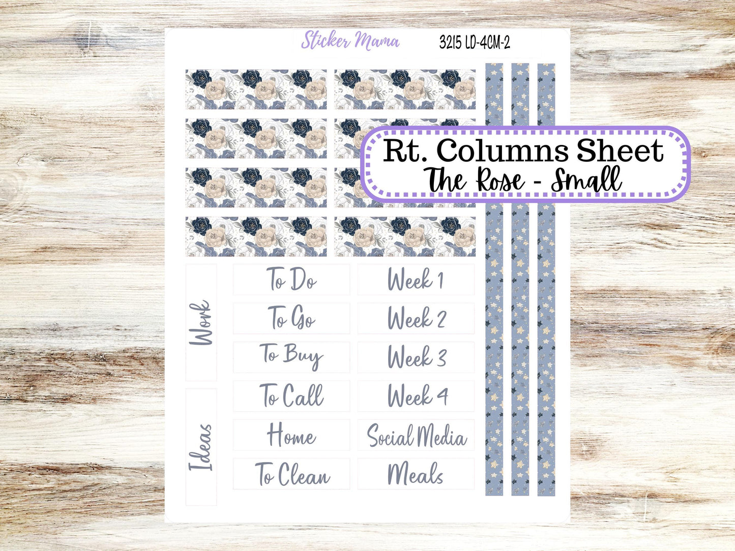 Laurel Denise Small Rose Planner Sticker Kit | 4 Column Mini | Project Mini  | Month of your Choice #3215 Charming Roses | 1-26