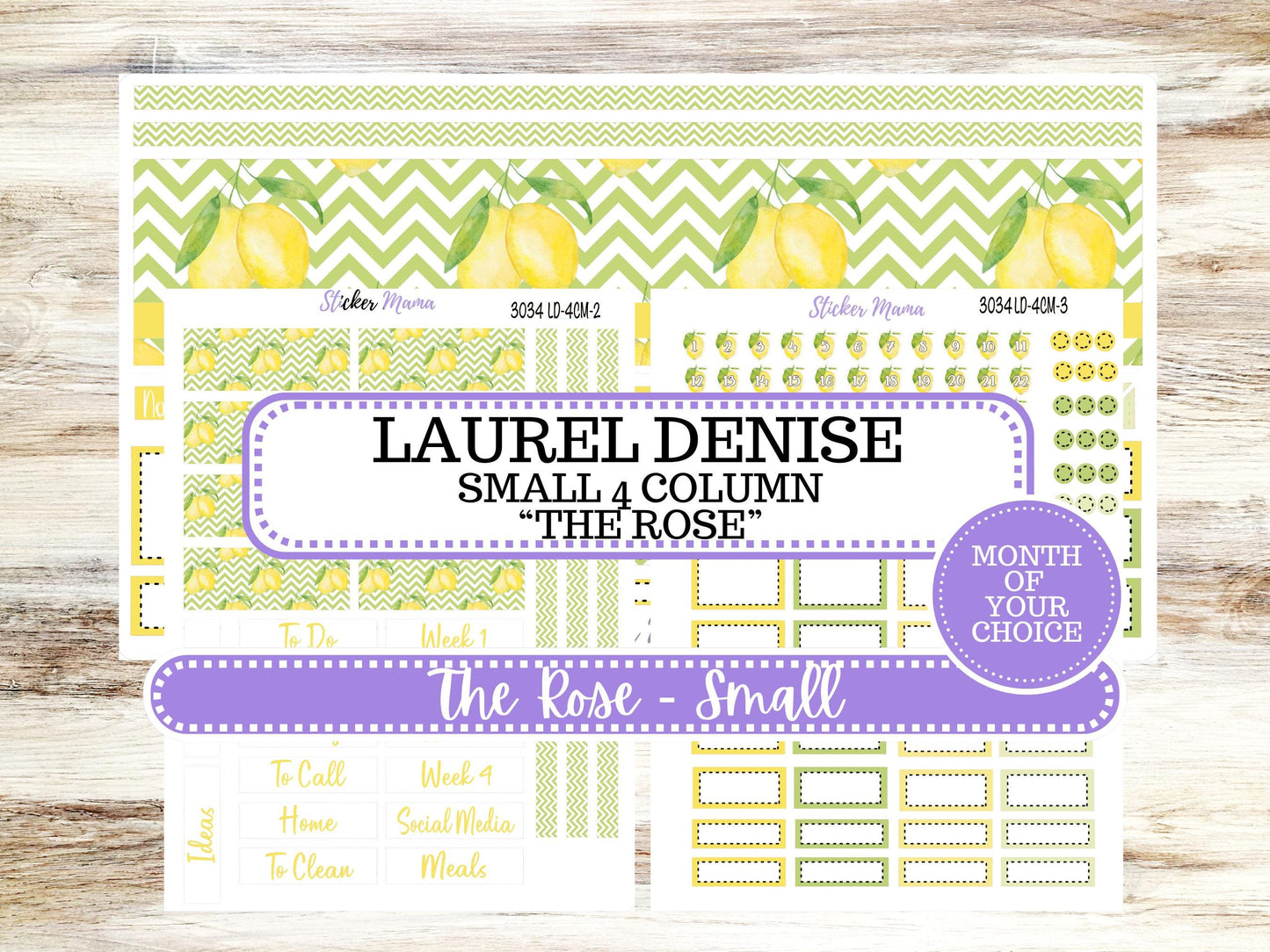 LD "Th Rose" Small || 4 COLUMN Mini (formerly the project mini) Size Planner Kit #3034 || Fresh Squeeze || Project Stickers || 11-25