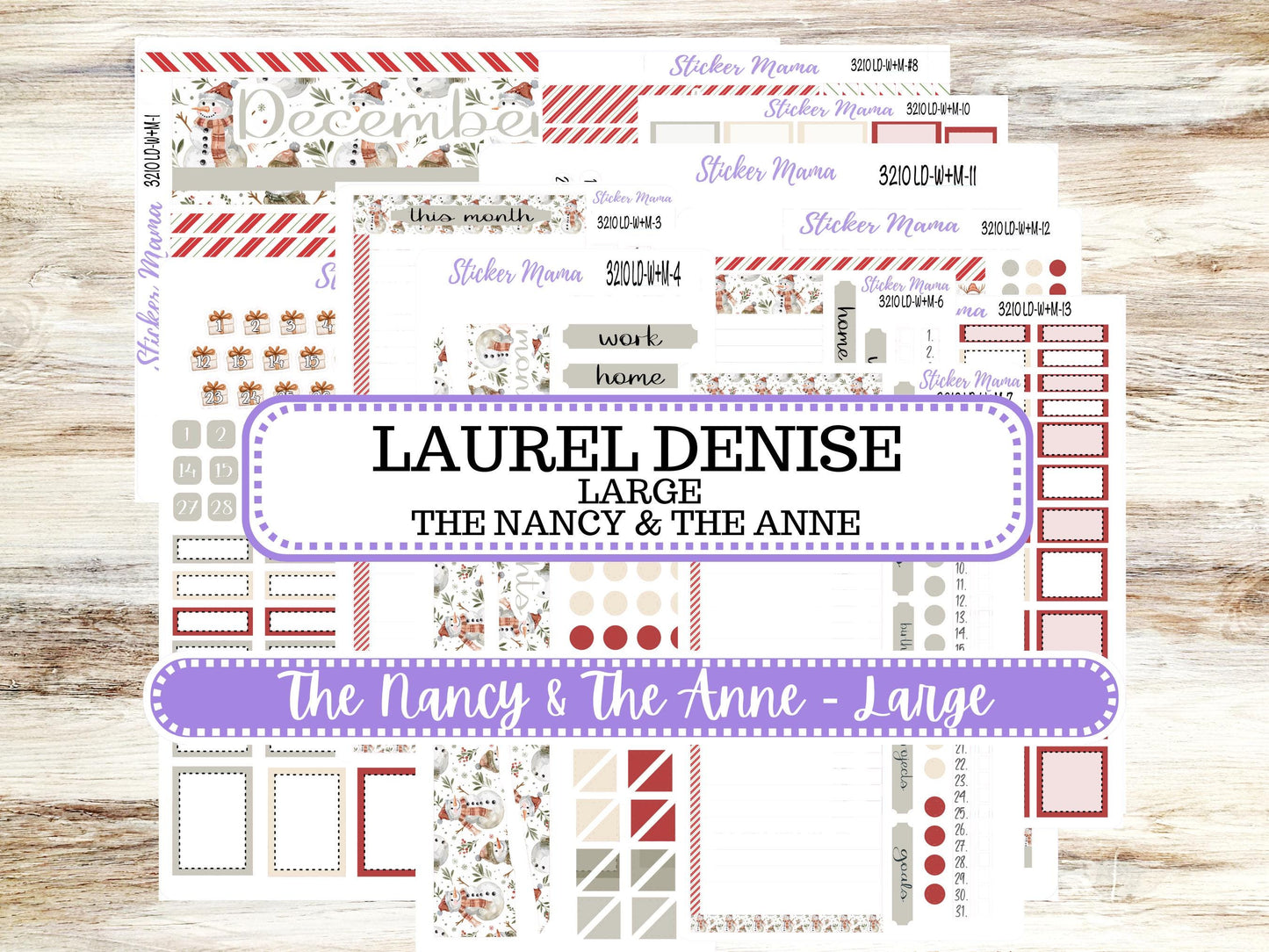 LD “The Nancy & Anne” Large || Week + Month PLANNER Monthly Kit #3210 || Laurel Denise Horizontal Vertical Kit || Frosty Friends || 9-25