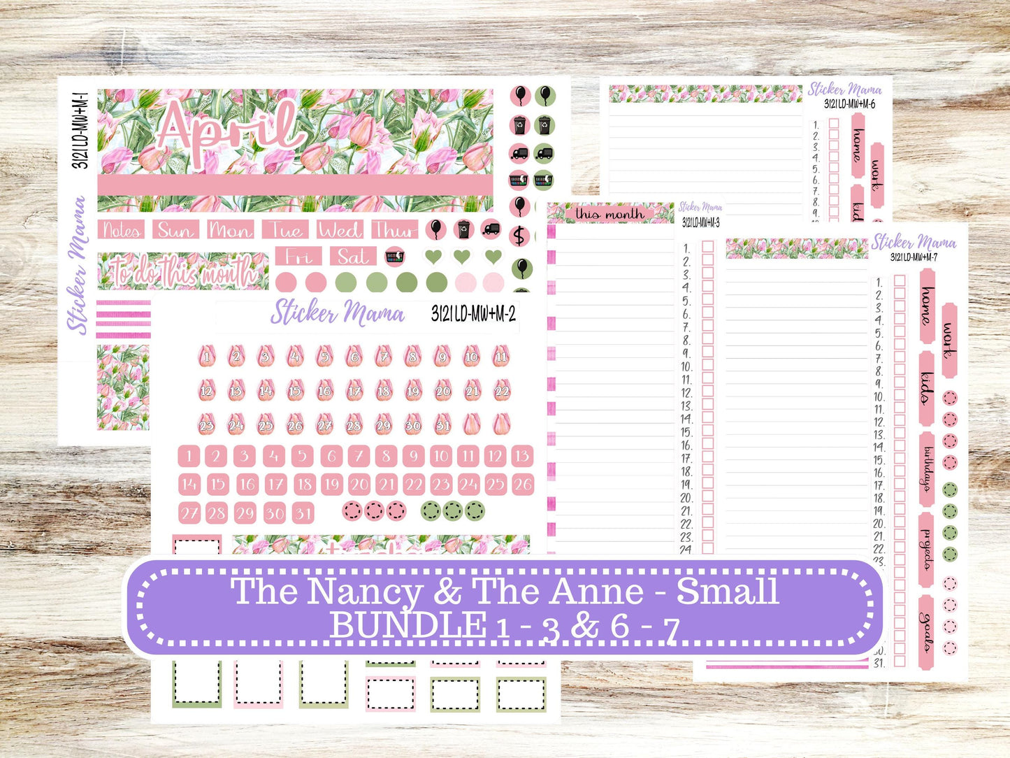 LD SMALL "The Anne" & "The Nancy" || MINI Week + Month Planner Kit #3121 || Horizontal Vertical || April Easter Petals || 12-25