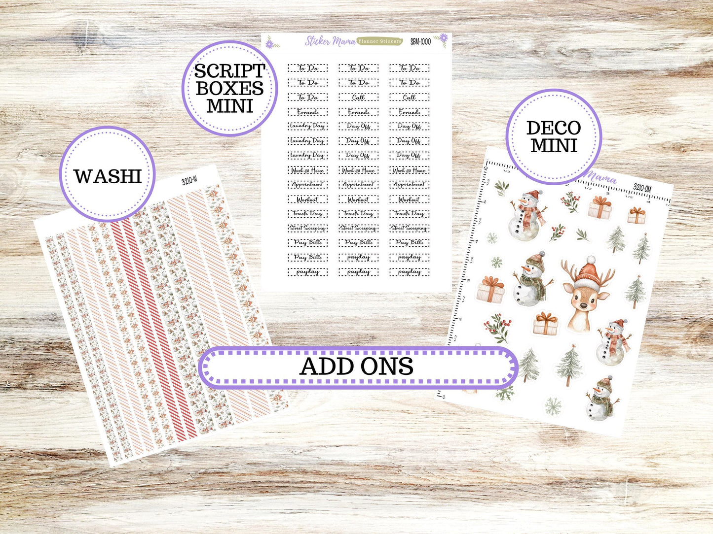 LD SMALL "The Anne" & "The Nancy" || MINI Week + Month Planner Kit #3210 || Laurel Denise Horizontal Vertical || Frosty Friends || 9-25