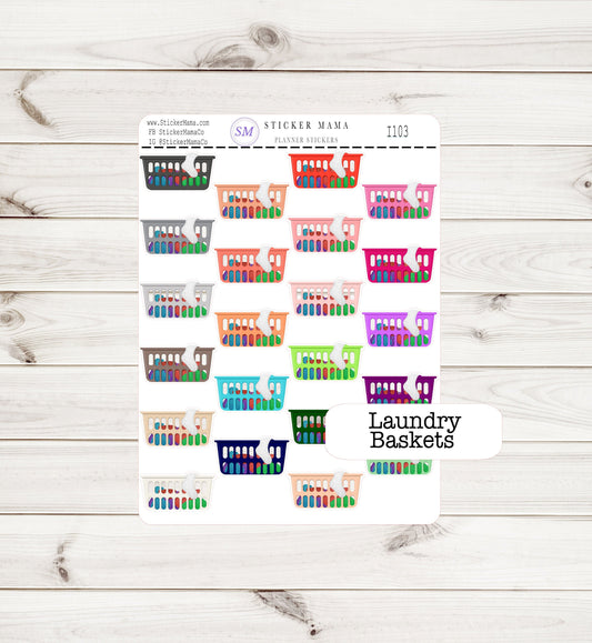 LAUNDRY BASKETS STICKERS I103 Stickers for Laundry Stickers Planner Stickers Eclp Hourly Planner Laundry Baskets Stickers Stickers