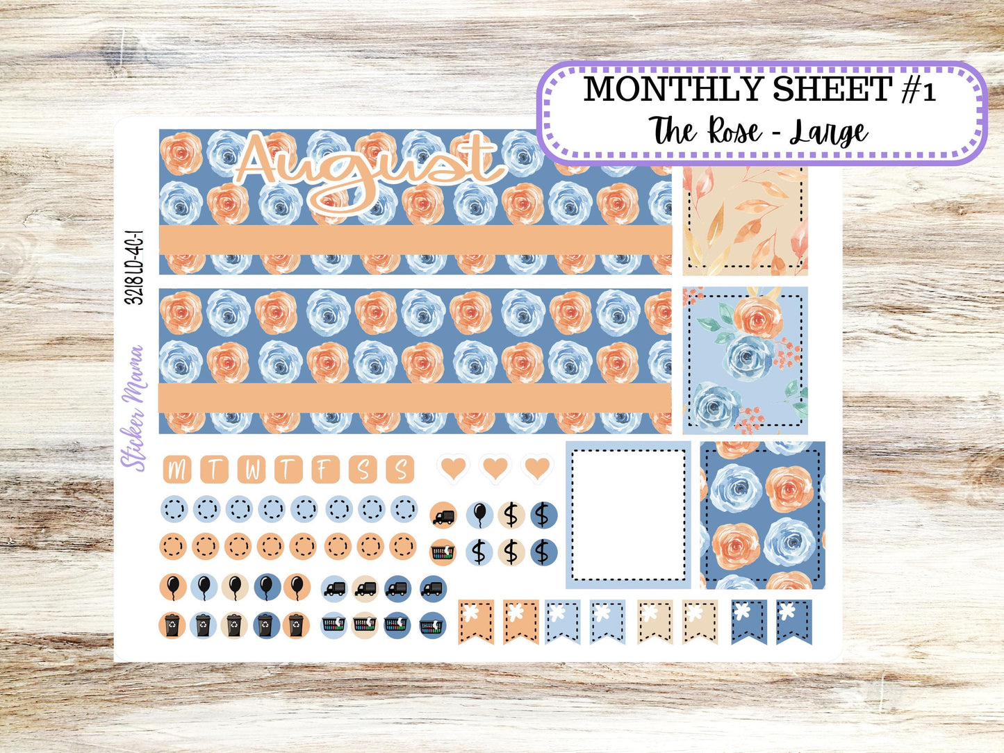 Laurel Denise Large Rose Planner Sticker Kit | 4-COLUMN (formerly project) | August 3218 Blossom Breeze | 5-26