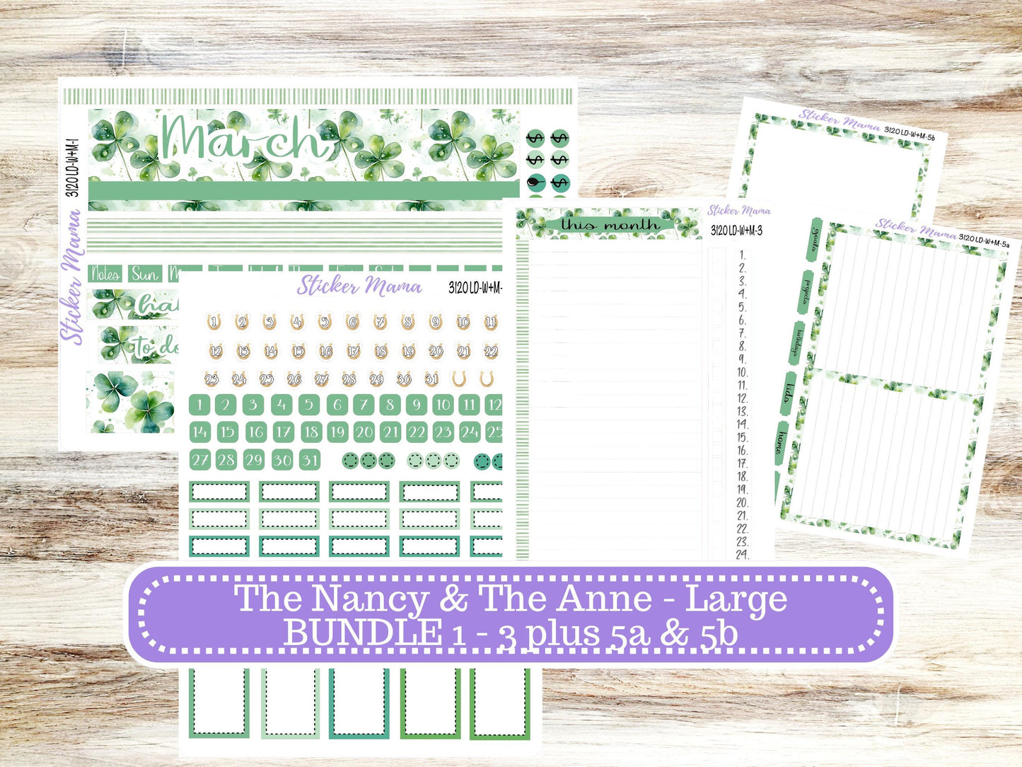 LD “The Nancy & Anne” Large || Week + Month PLANNER Monthly Kit #3120 || Horizontal Vertical Kit || March Shamrock Magic || 11-25