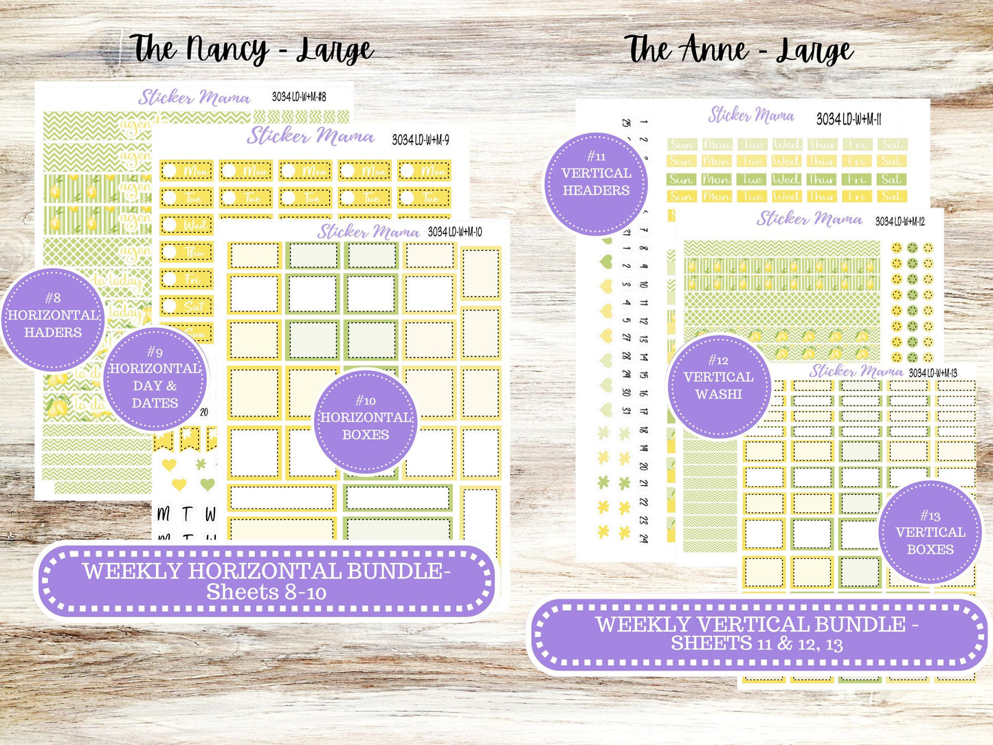 LD “The Nancy & Anne” Large || Week + Month PLANNER Monthly Kit #3034 || Horizontal Vertical Kit || Fresh Squeeze || 11-25