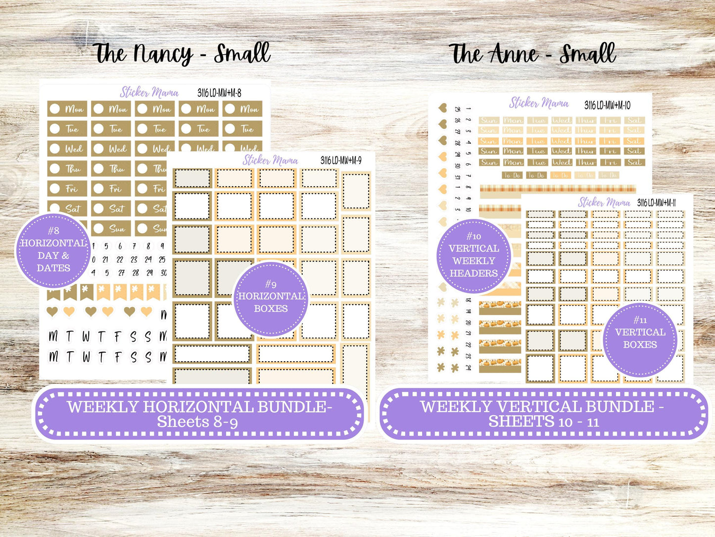 Laurel Denise Small Anne and Nancy Planner Sticker Kit | Small Week + Month | Choose your own Month 3116 Pumpkin Spice | 7-26