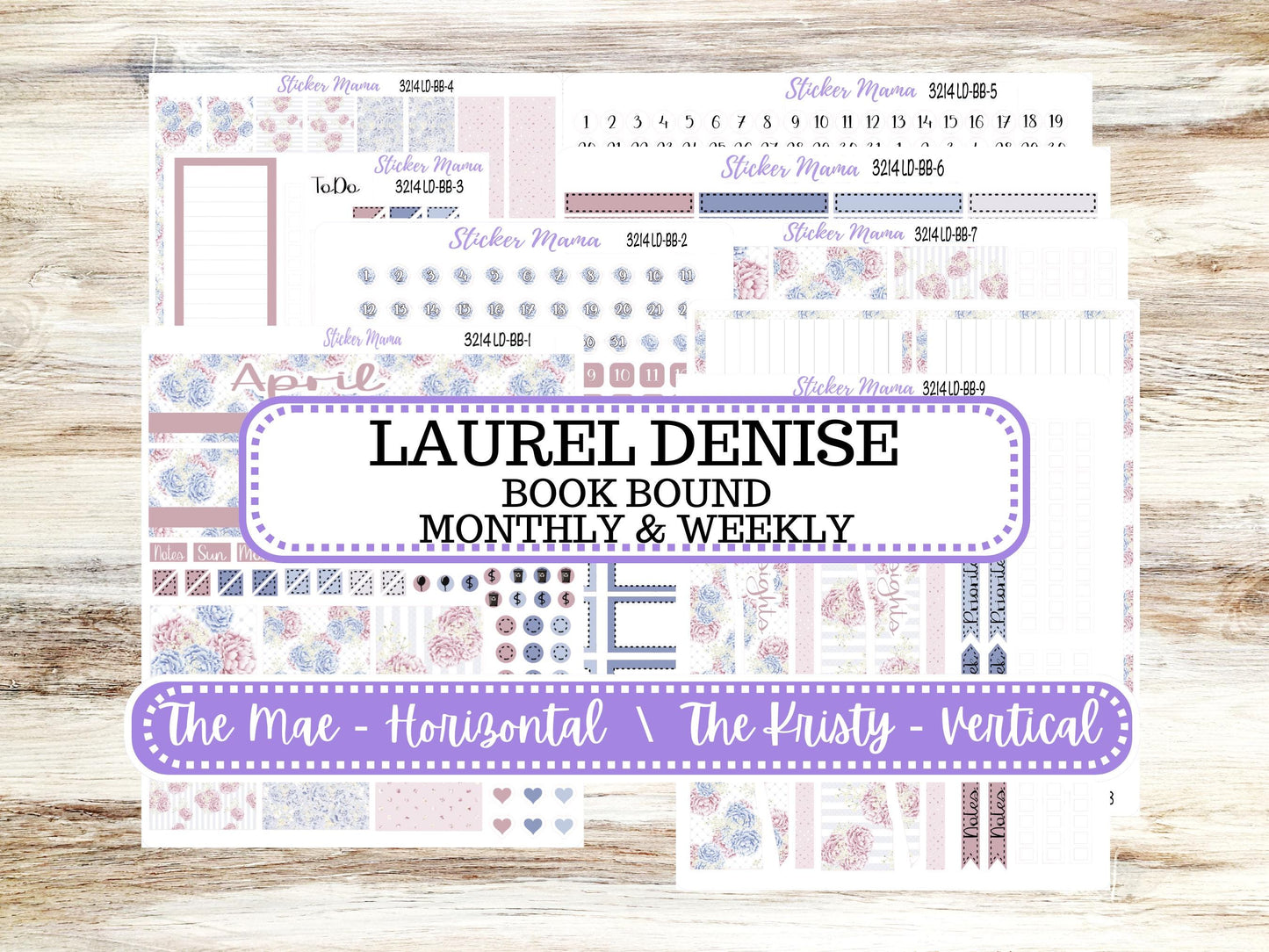 LD BOOK-BOUND Planner Kit #3214 || The Mae || The Kristy || Peony Palace || April Laurel Denise Sticker Kit ||  12-25