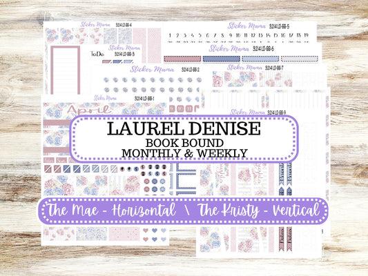 LD BOOK-BOUND Planner Kit #3214 || The Mae || The Kristy || Peony Palace || April Laurel Denise Sticker Kit ||  12-25
