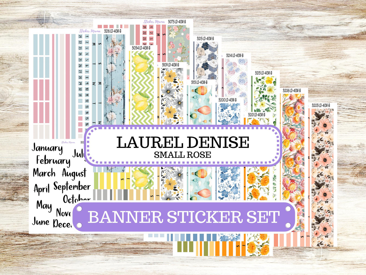 Banner Set || Laurel Denise Small Rose || 4 Column || Monthly Header Kit