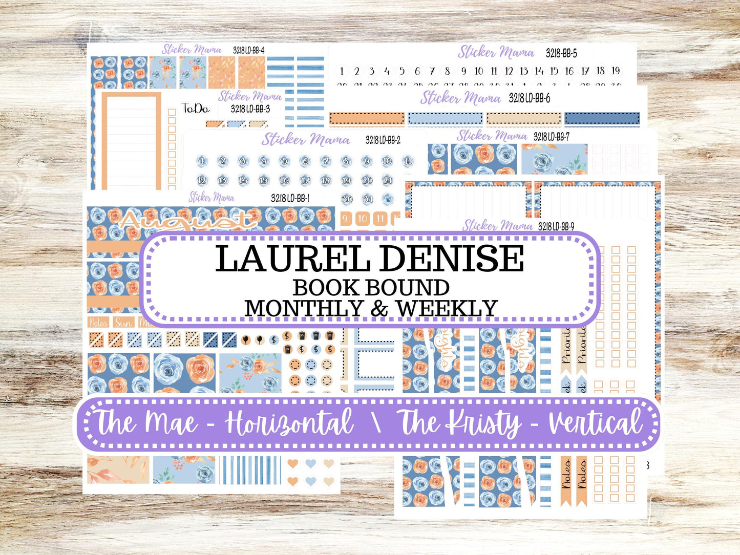 Laurel Denise Mae and Kristy Planner Sticker Kit | Book-Bound | August Blossom Breeze 3218 | 5-26