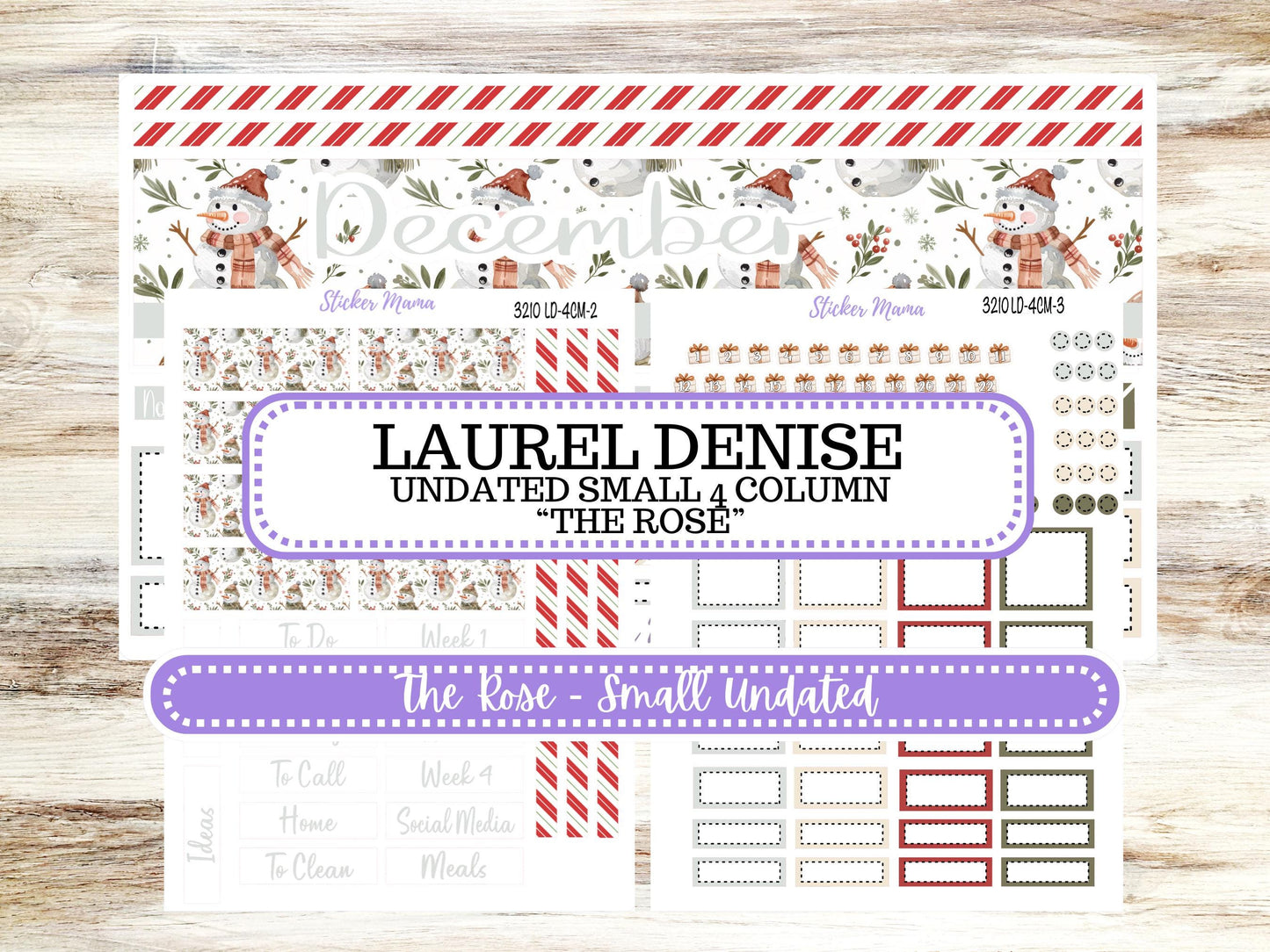LD "Th Rose" Small || 4 COLUMN Mini (formerly the project mini) Size Planner Kit #3210 || Frosty Friends || Project Stickers || June 25