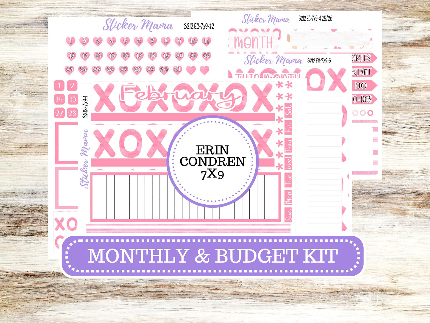 ERIN CONDREN Monthly Kit-3212 || 7X9 || Love Notes - 7x9 ec February Monthly Kit - February Monthly Planner Kits -  Monthly Pages || 10-25