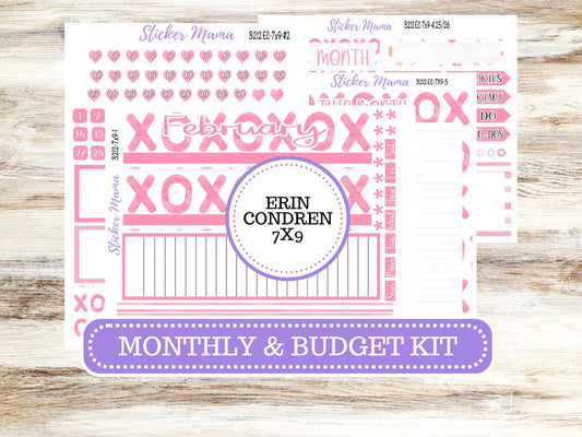 ERIN CONDREN Monthly Kit-3212 || 7X9 || Love Notes - 7x9 ec February Monthly Kit - February Monthly Planner Kits -  Monthly Pages || 10-25