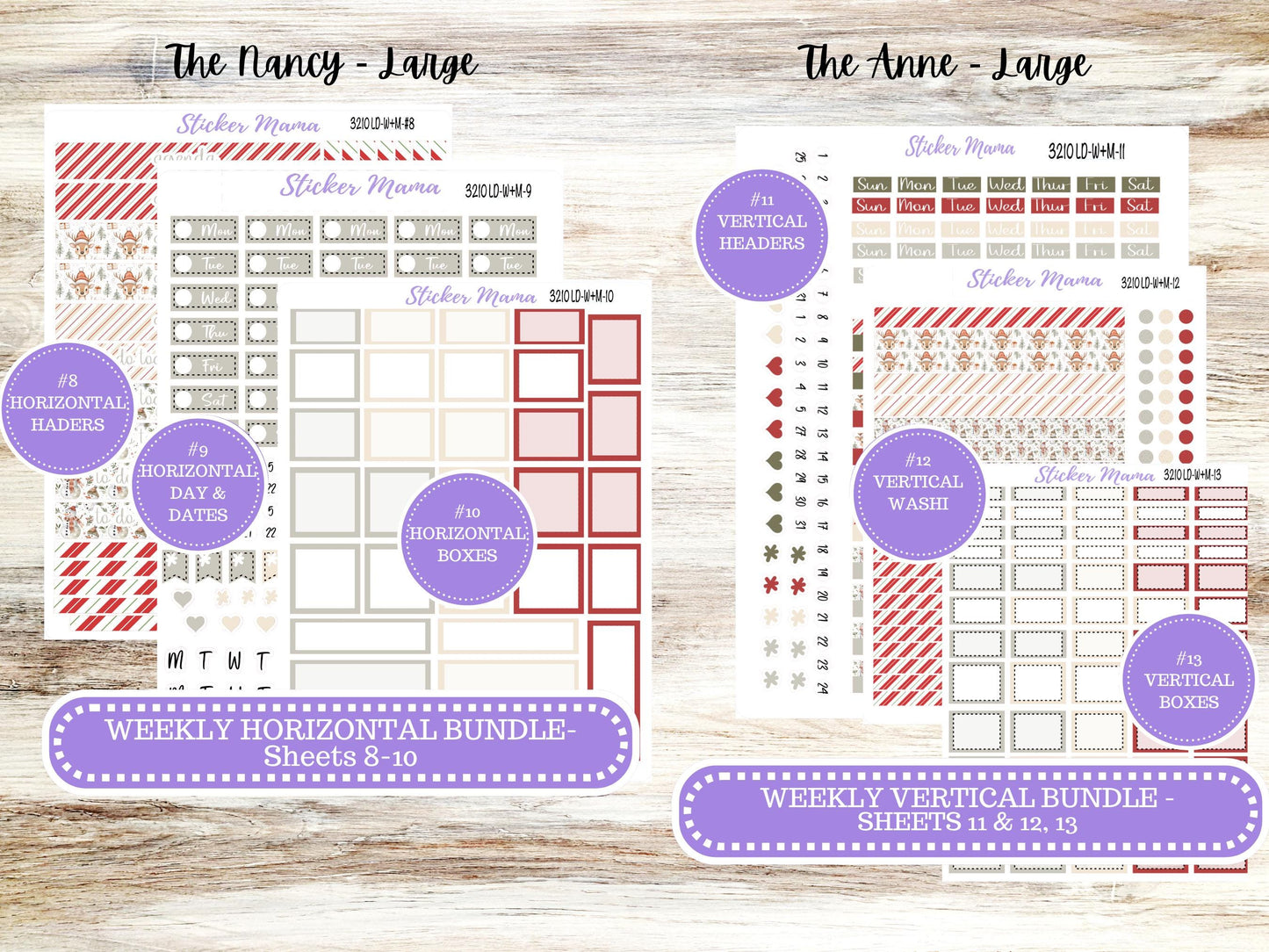 LD “The Nancy & Anne” Large || Week + Month PLANNER Monthly Kit #3210 || Laurel Denise Horizontal Vertical Kit || Frosty Friends || 9-25