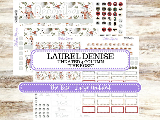 LD "The Rose" - Large Undated Sewn || 4 COLUMN Undated (formerly project undated). Planner Kit #3210 || Frosty Friends || 9-25