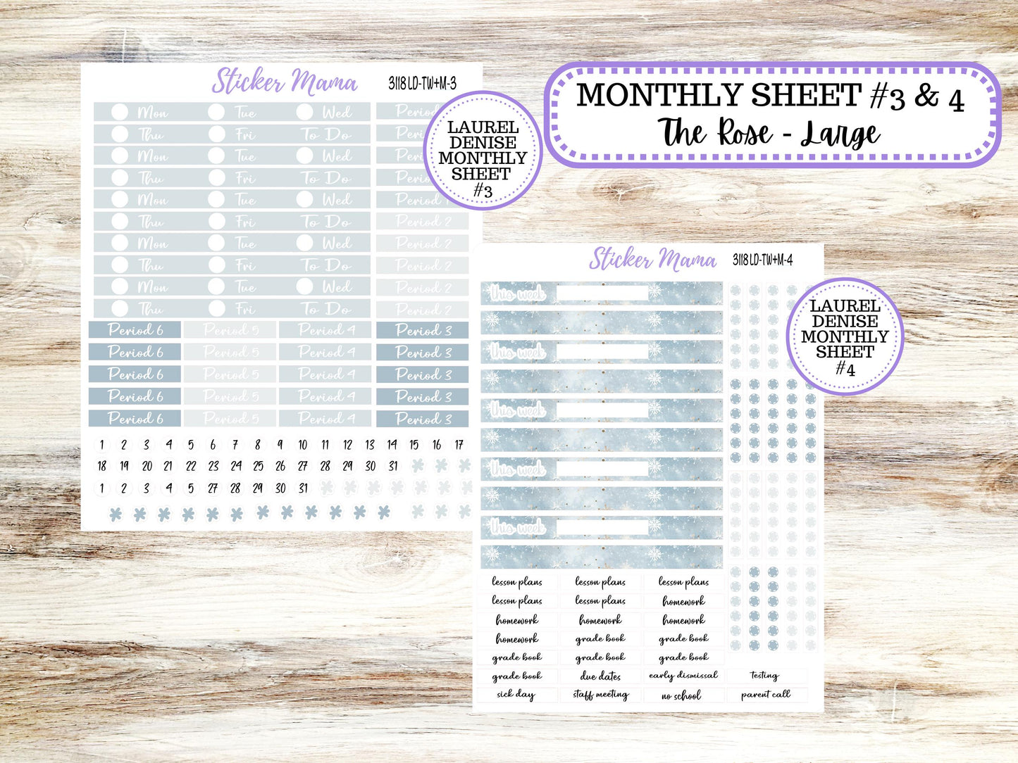 LD "The Valerie" || TEACHER Week + Month Planner Kit #3118 || January ||Laurel Denise Kit || Laurel Denise Teacher Planner || 10-25