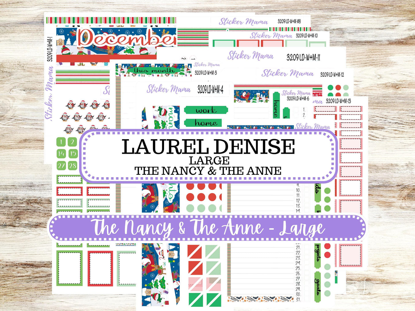 LD “The Nancy & Anne” Large || Week + Month PLANNER Monthly Kit #3209 || Laurel Denise Horizontal Vertical Kit || Jolly Pines || 9-25