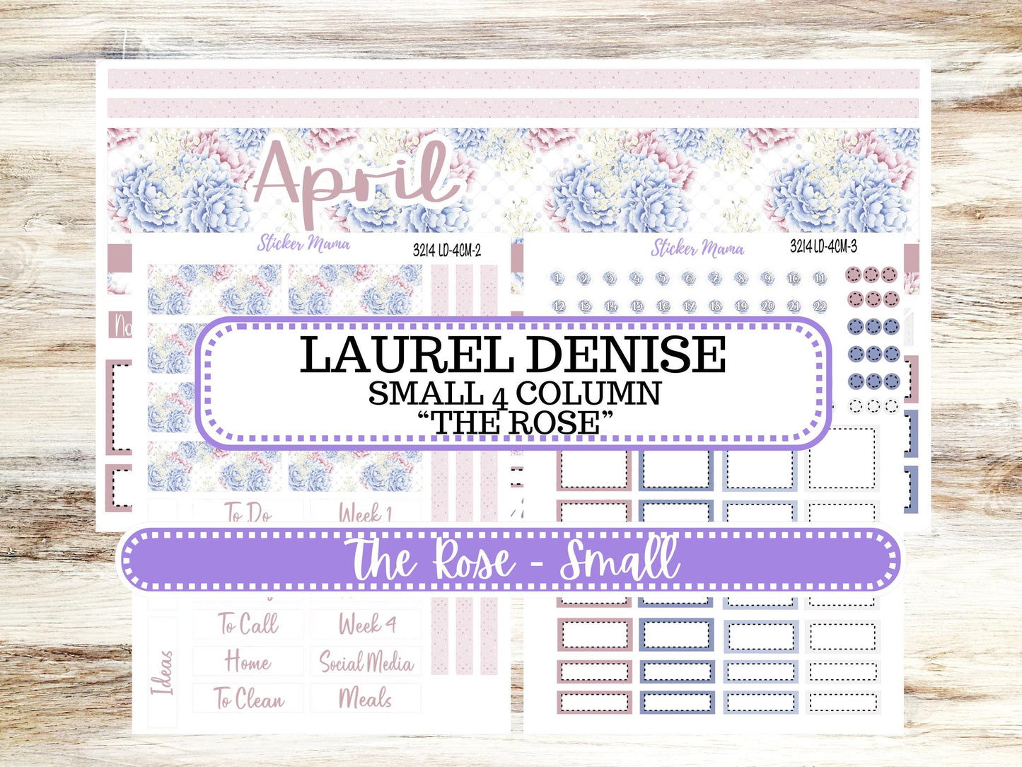 LD "Th Rose" Small || 4 COLUMN Mini (formerly the project mini) Size Planner Kit #3214 || April Peony Palace || Project Stickers || 12-25