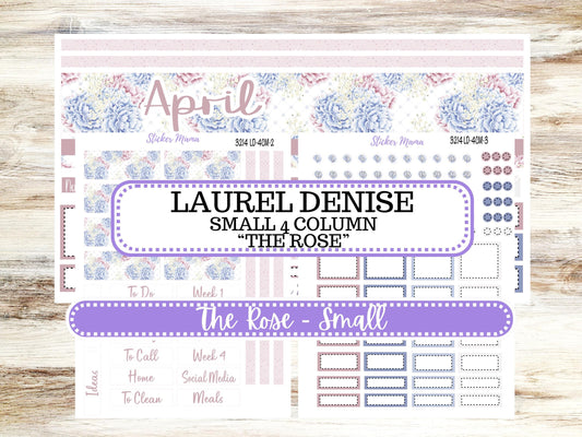LD "Th Rose" Small || 4 COLUMN Mini (formerly the project mini) Size Planner Kit #3214 || April Peony Palace || Project Stickers || 12-25