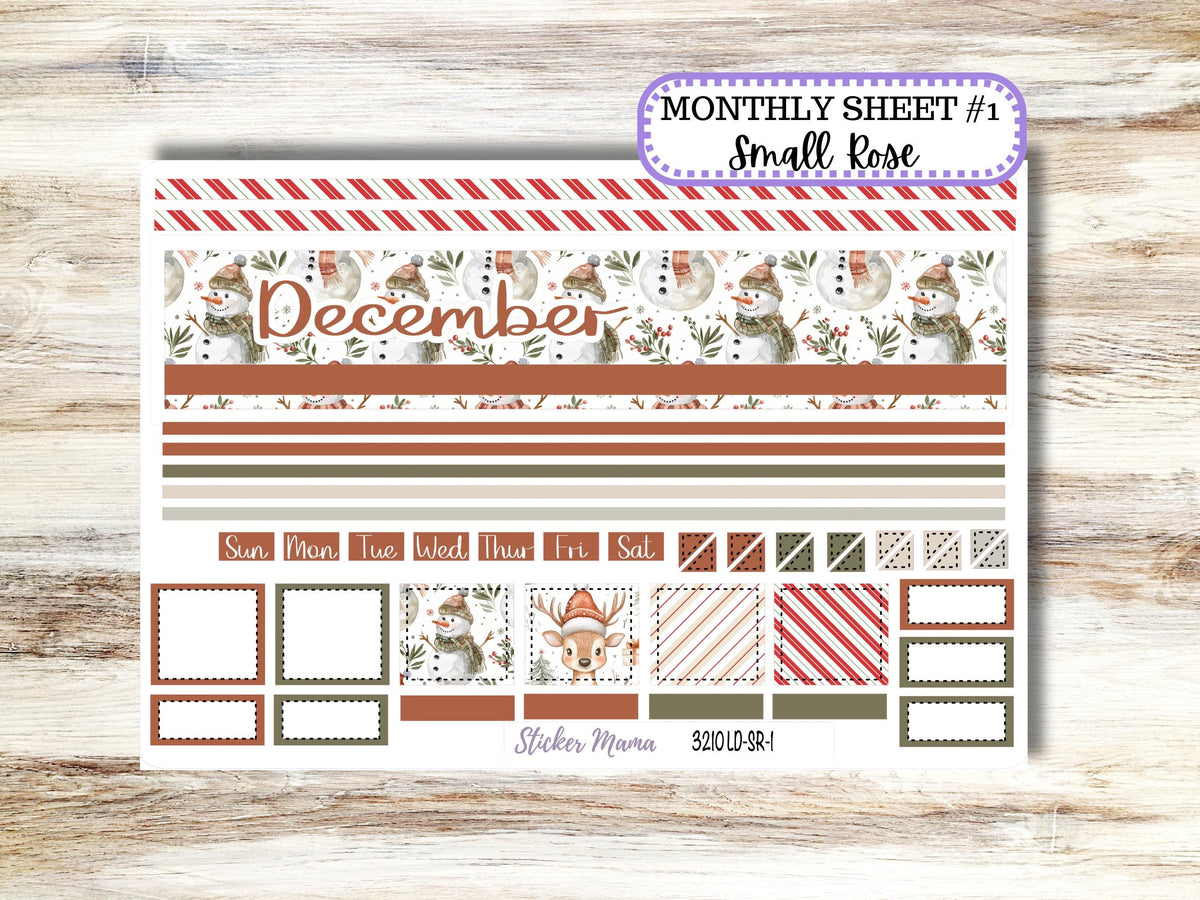 Laurel Denise Small Rose Planner Sticker Kit 3210 | 4 Column Mini | December Frosty Friend | 9-26