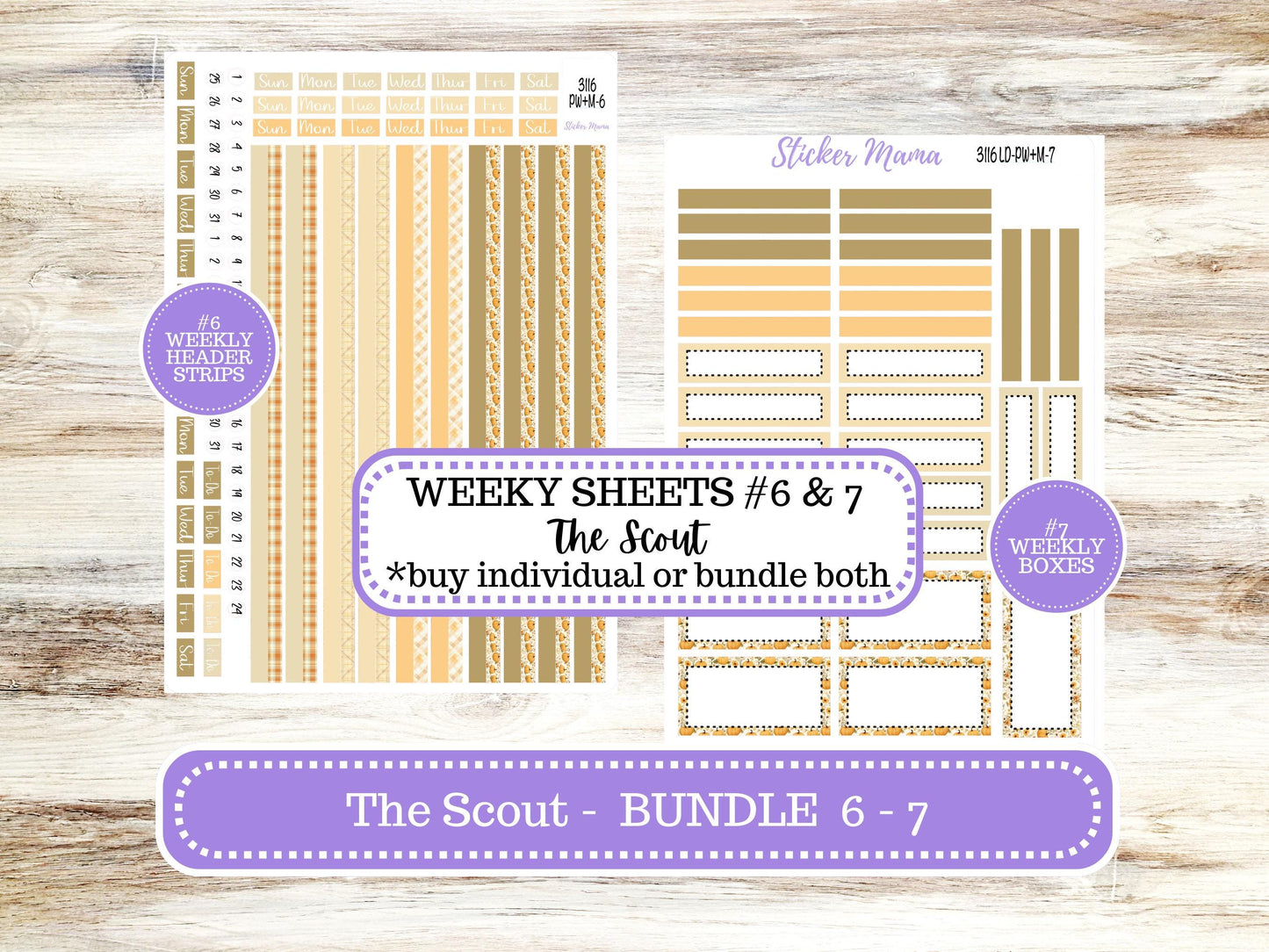 Laurel Denise Large Scout Planner Sticker Kit | Portrait Weekly + Monthly | Month of your Choice Fall | 3116 Pumpkin Spice | 7-26