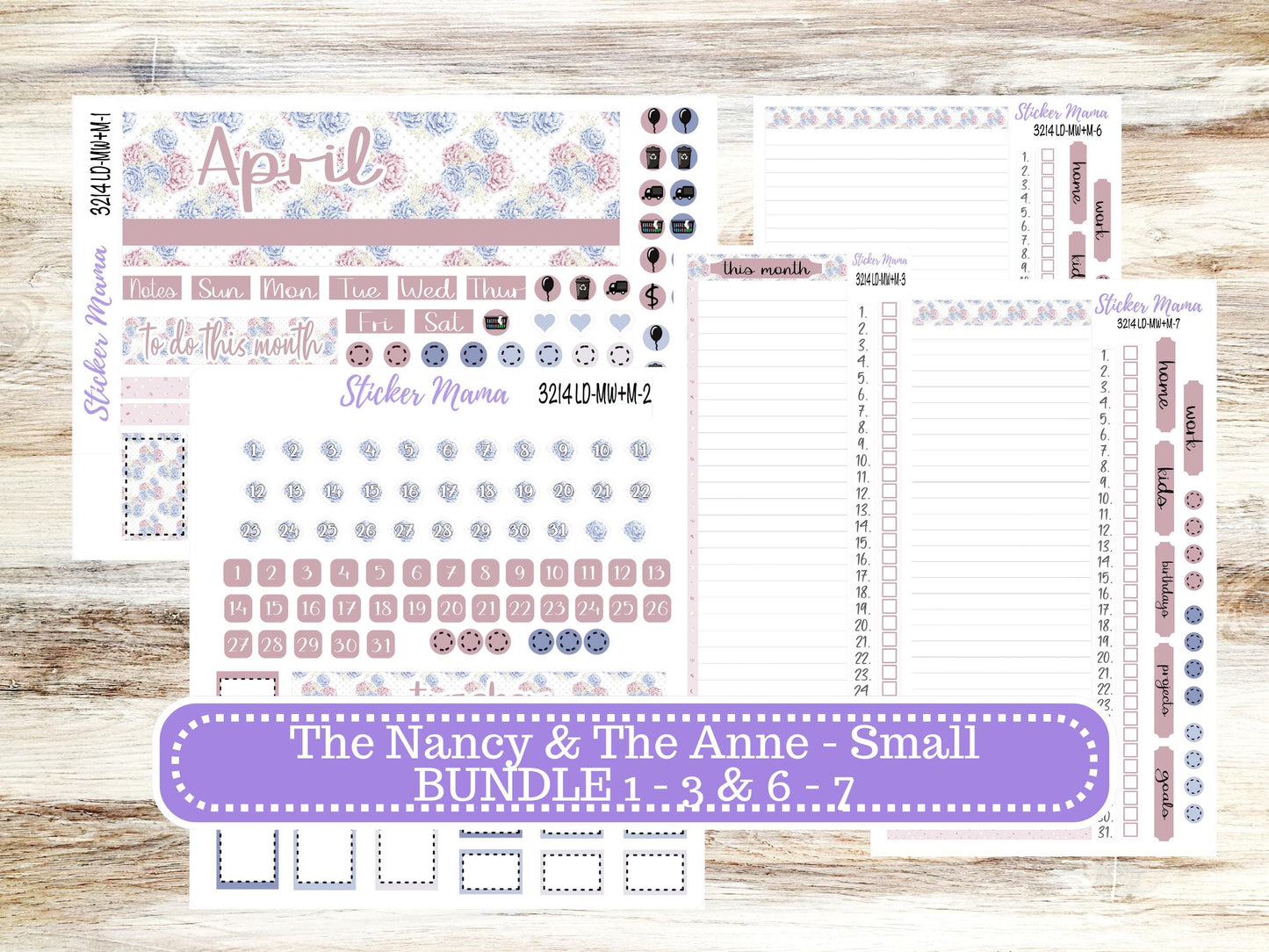 LD SMALL "The Anne" & "The Nancy" || MINI Week + Month Planner Kit #3214 || Horizontal Vertical || April Peony Palace || 12-25