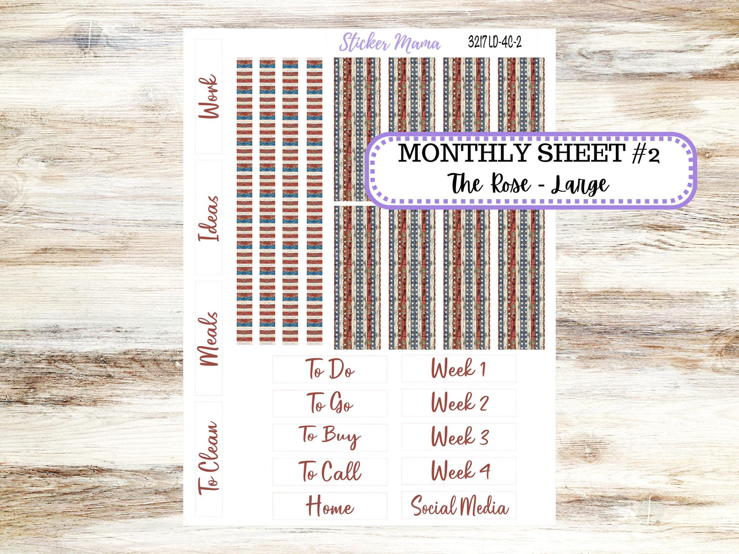 Laurel Denise Large Rose Planner Sticker Kit | 4-COLUMN (formerly project) | July Old Glory 3217 | 4-26