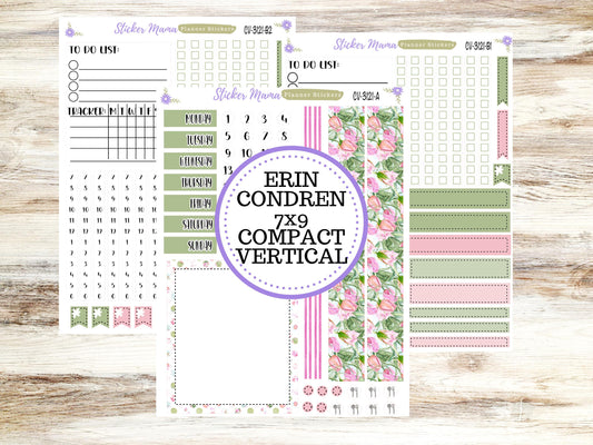 ERIN CONDREN 7x9 Compact Vertical-Kit #3121 || Easter Petals - Planner Stickers - Erin Condren Compact Vertical  Weekly Kit