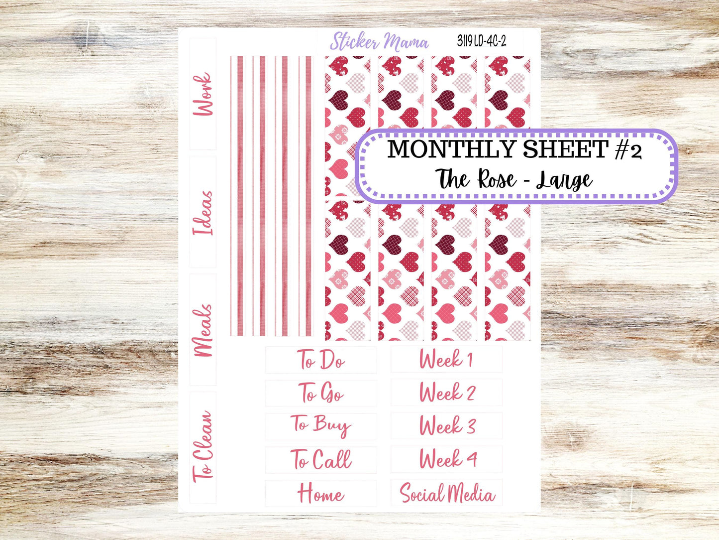 LD "The Rose" Large || 4-COLUMN (formerly project)  Planner Kit #3119 || February || Laurel Denise Stickers || 10-25