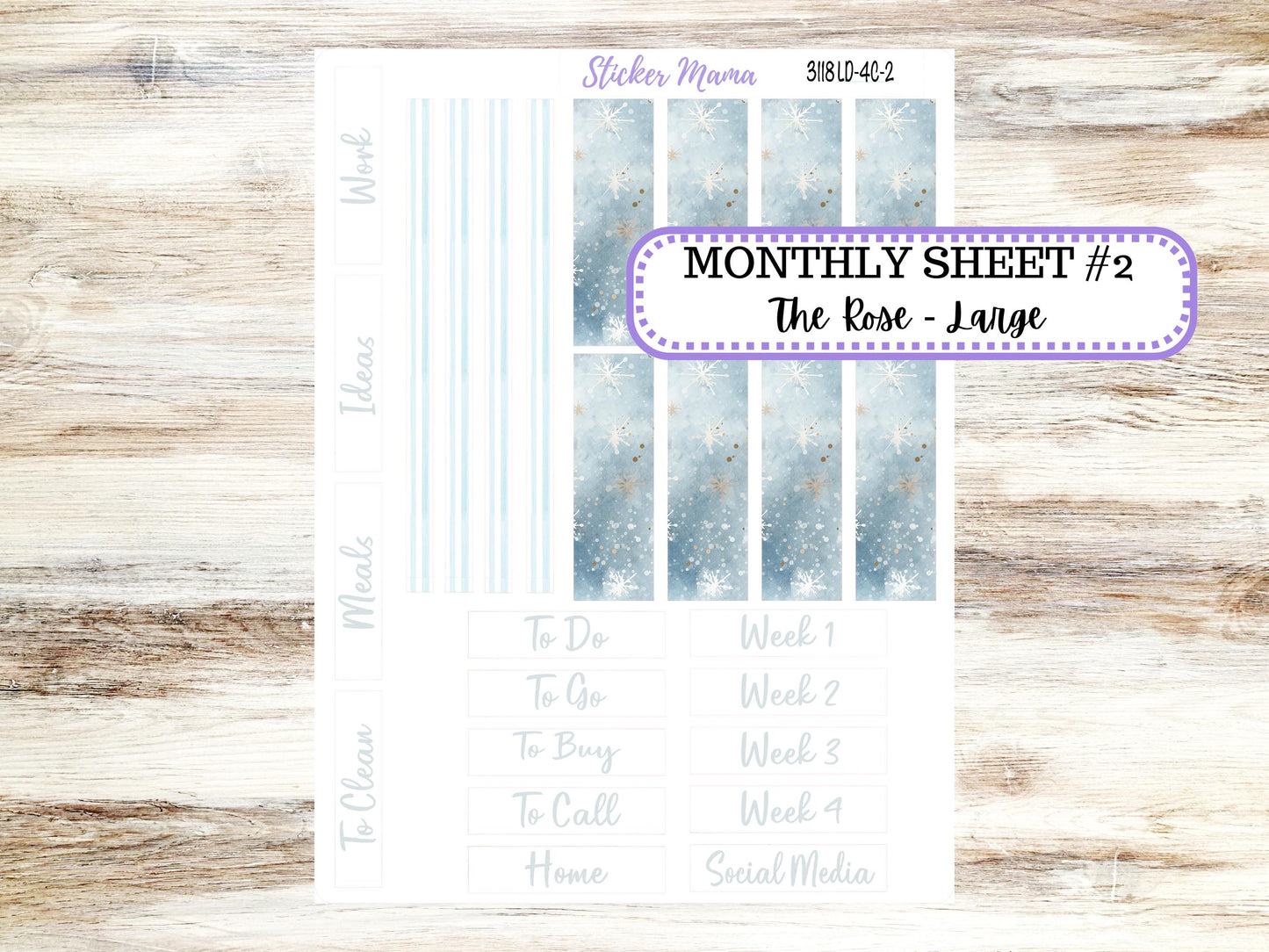 LD "The Rose" Large || 4-COLUMN (formerly project)  Planner Kit #3118 || January || Laurel Denise Stickers || 10-25