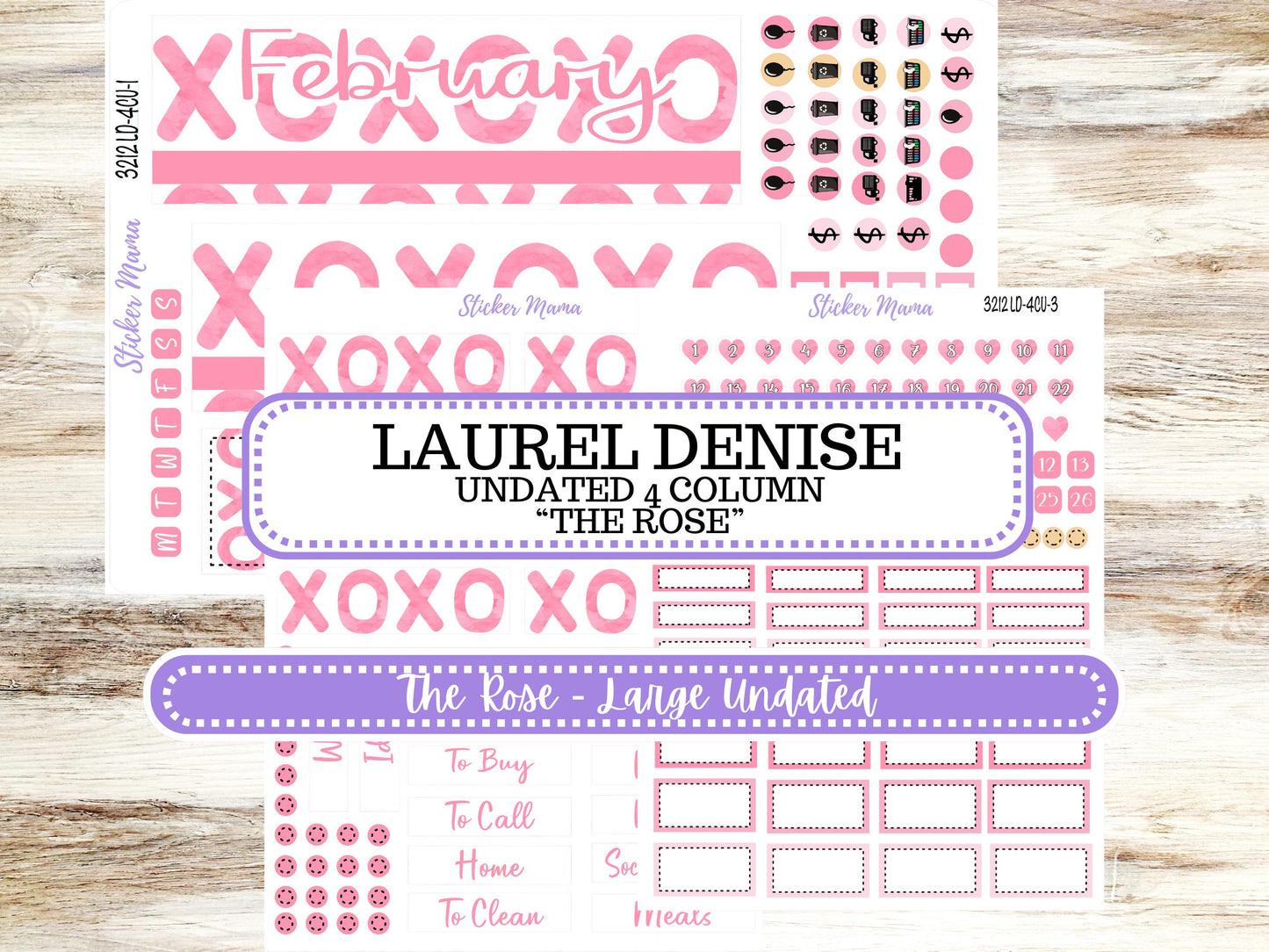 LD "The Rose" - Large Undated Sewn || 4 COLUMN Undated (formerly project undated). Planner Kit #3212 || Love Notes || 10-25