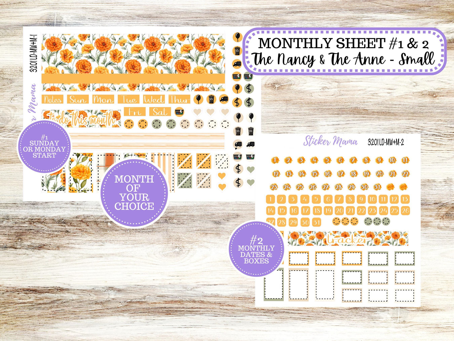 Laurel Denise Small Anne and Nancy Planner Sticker Kit | Small Week + Month | Choose your own Month 3201 Fall Colors | 5-26