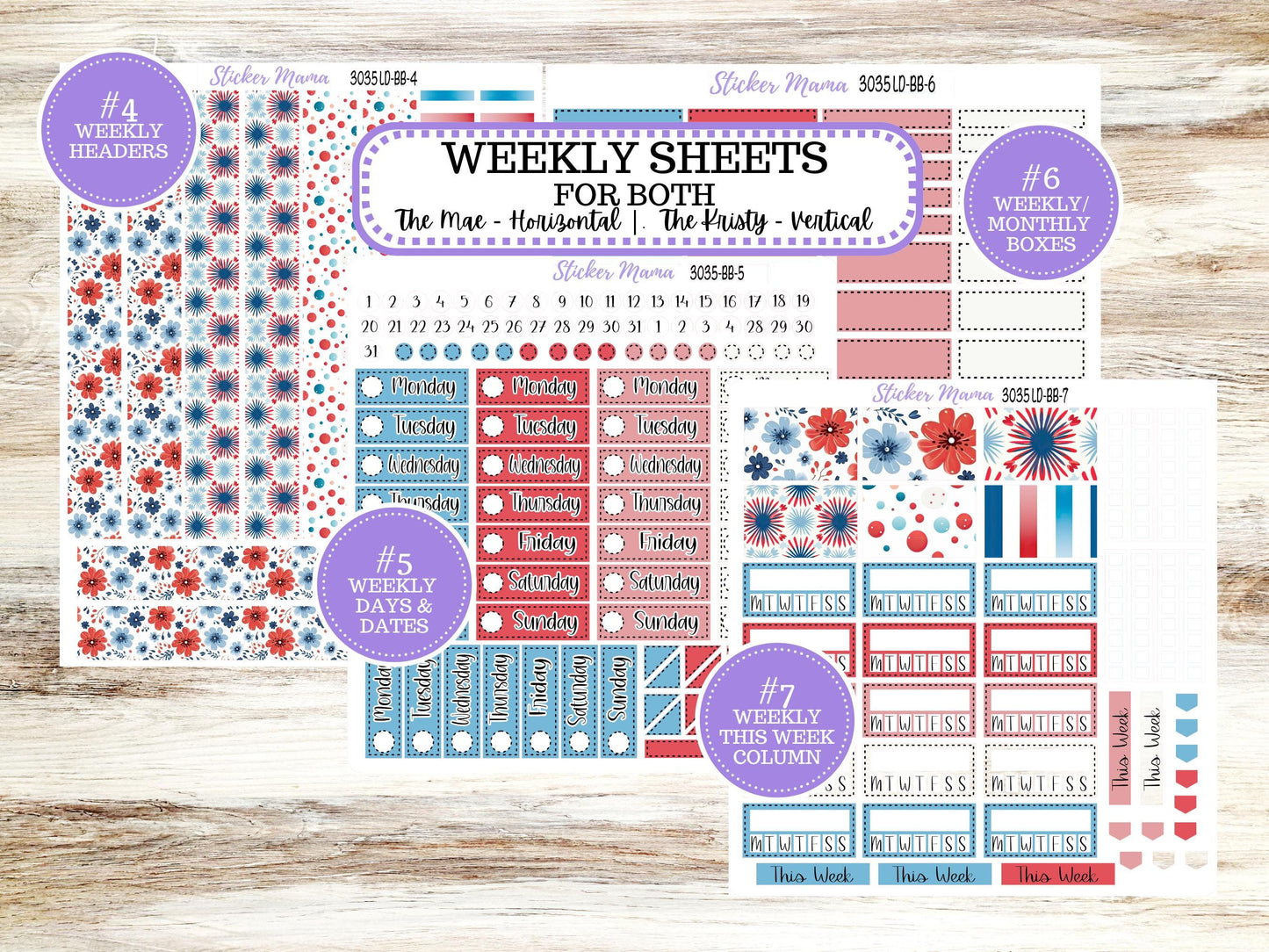 Laurel Denise Mae and Kristy Planner Sticker Kit | Book-Bound | July 3035 American Dream