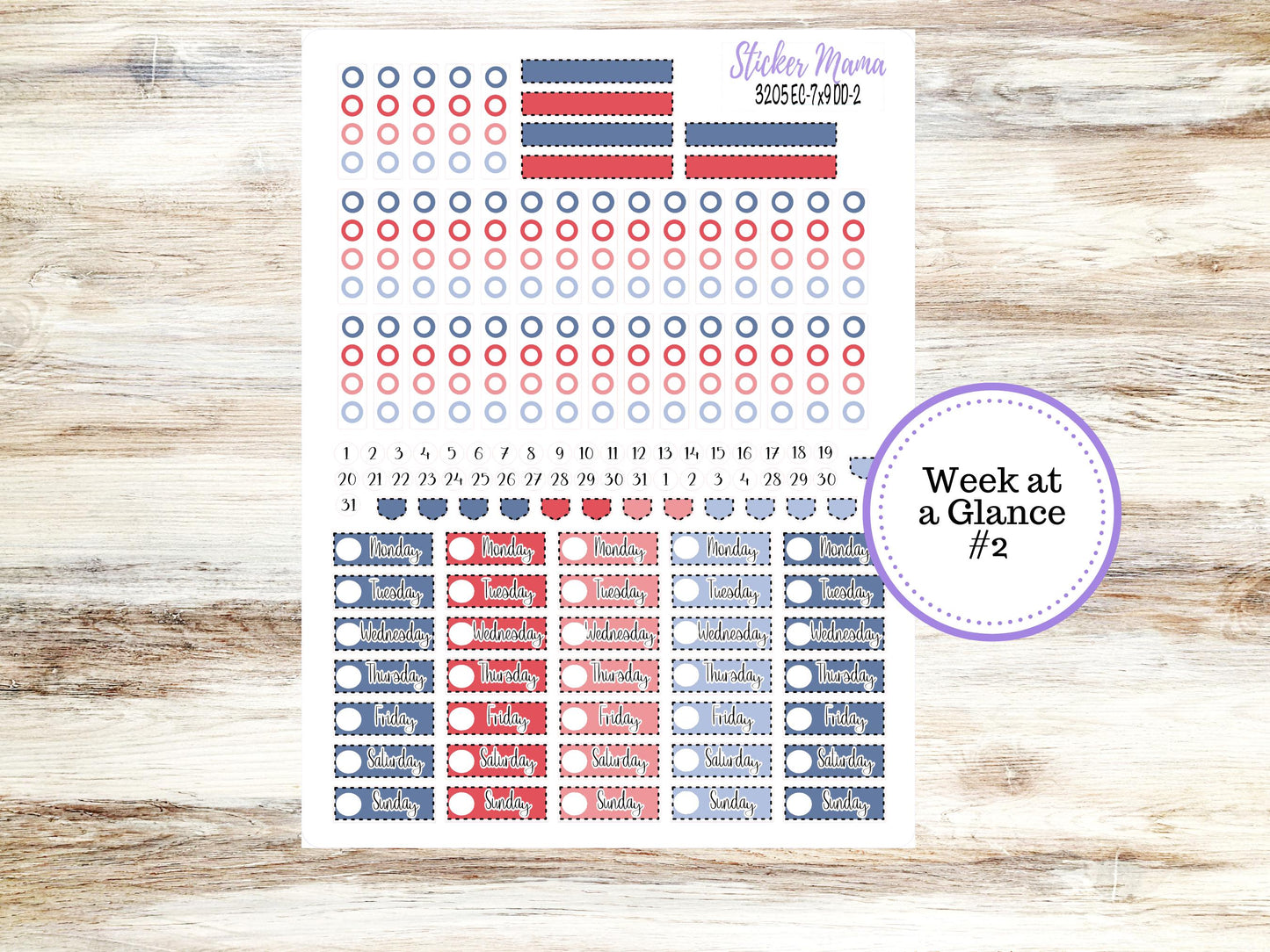Erin Condren Daily Duo Planner Sticker Kit | 3205 Patriotic Festivities