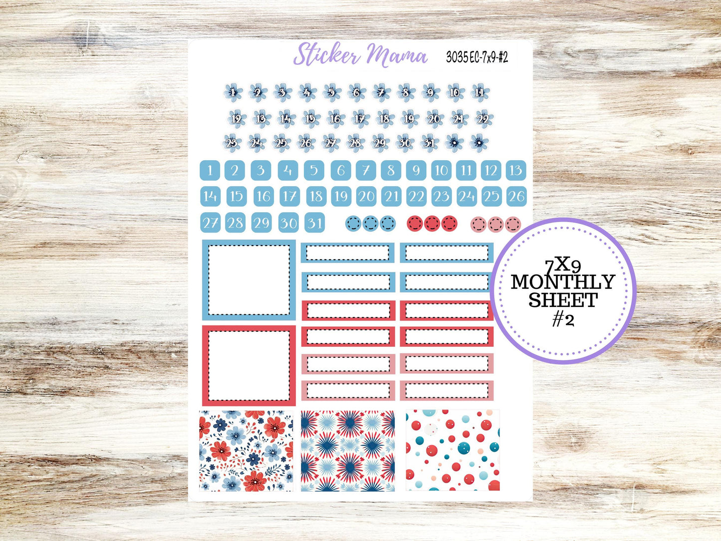 Erin Condren 7x9 Monthly Planner Sticker Kit | 3035 American Dream