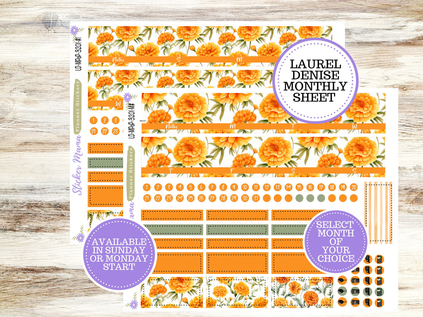 LAUREL DENISE PORTRAIT Planner Kit #3201 || Fall Colors || Laurel Denise Kit || Laurel Denise Stickers ||  || Floral ld