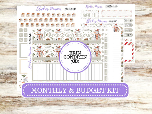 ERIN CONDREN Monthly Kit-3210 || 7X9 || Frosty Friends - 7x9 ec December Monthly Kit - December Monthly Planner Kits -  Monthly Pages
