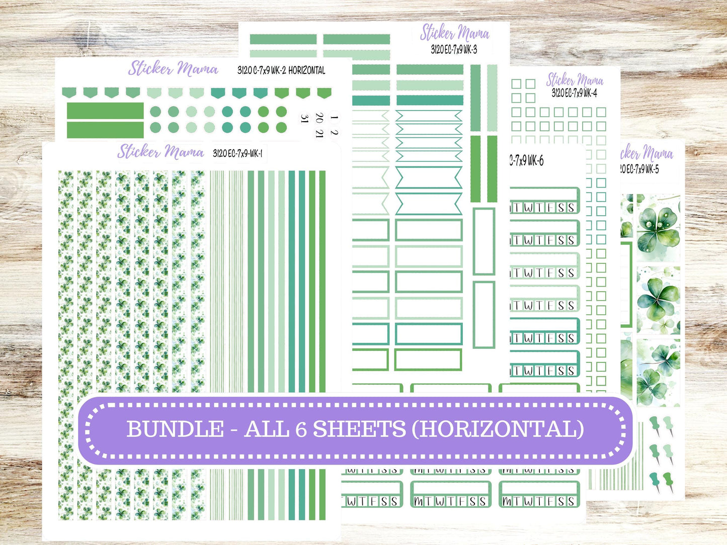 ERIN CONDREN WK-3120 || Shamrock Magic || Weekly Planner Kit || Erin Condren || Hourly Planner Kit || March Vertical Planner Kit