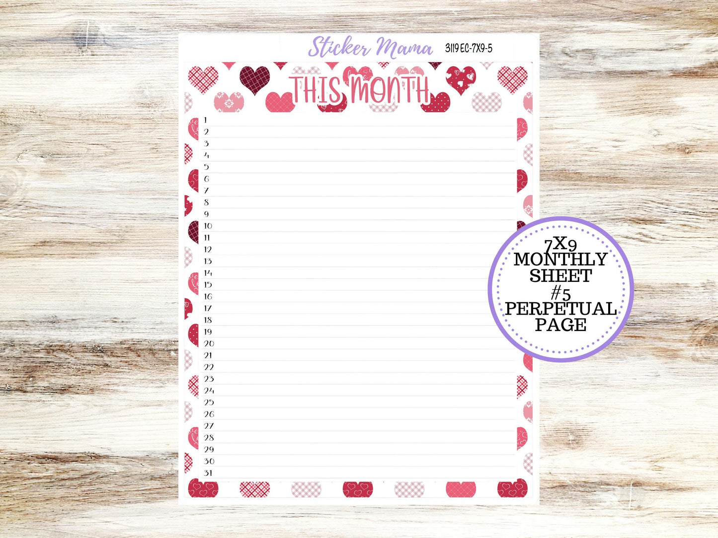 ERIN CONDREN Monthly Kit-3119 || 7X9 ||  - 7x9 ec FEBRUARY Monthly Kit - February Monthly Planner Kits -  Monthly Pages || 10-25