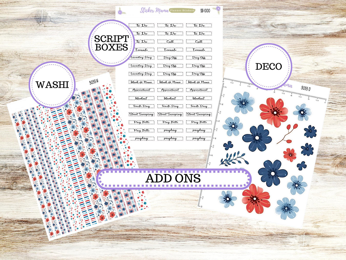 Laurel Denise Large Rose Planner Sticker Kit | 4-COLUMN (formerly project) | July 3035 American Dream | 4-26