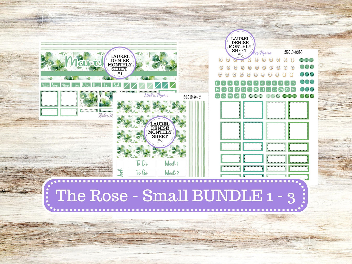 LD "Th Rose" Small || 4 COLUMN Mini (formerly the project mini) Size Planner Kit #3120 || March Shamrock Magic || Project Stickers || 11-25