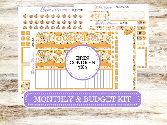 ERIN CONDREN Monthly Kit-3116 || 7X9 || Floral Harvest - 7x9 ec November Monthly Kit - November Monthly Planner Kits -  Monthly Pages